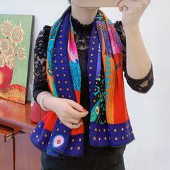 Vintage printed silk cashmere scarf shawl