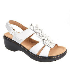 LUXE CHIC Hollow Wedge With Fish Mouth Flowers Casual Sandals