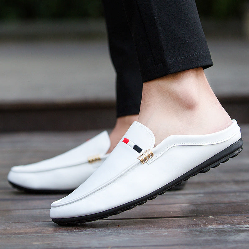 HOTLIST CART  Youth Casual Loafers Shoes Boat White Lazy Shoes Mens Light Half-Soled