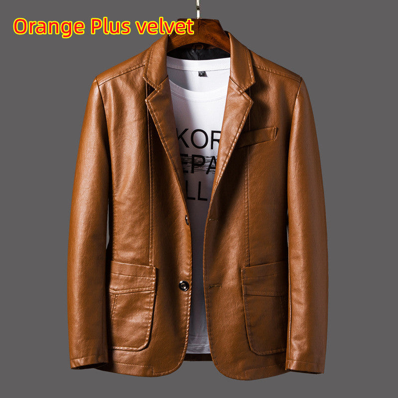 HOTLIST CART Leather Men's Autumn And Winter Jacket Thin Lapel