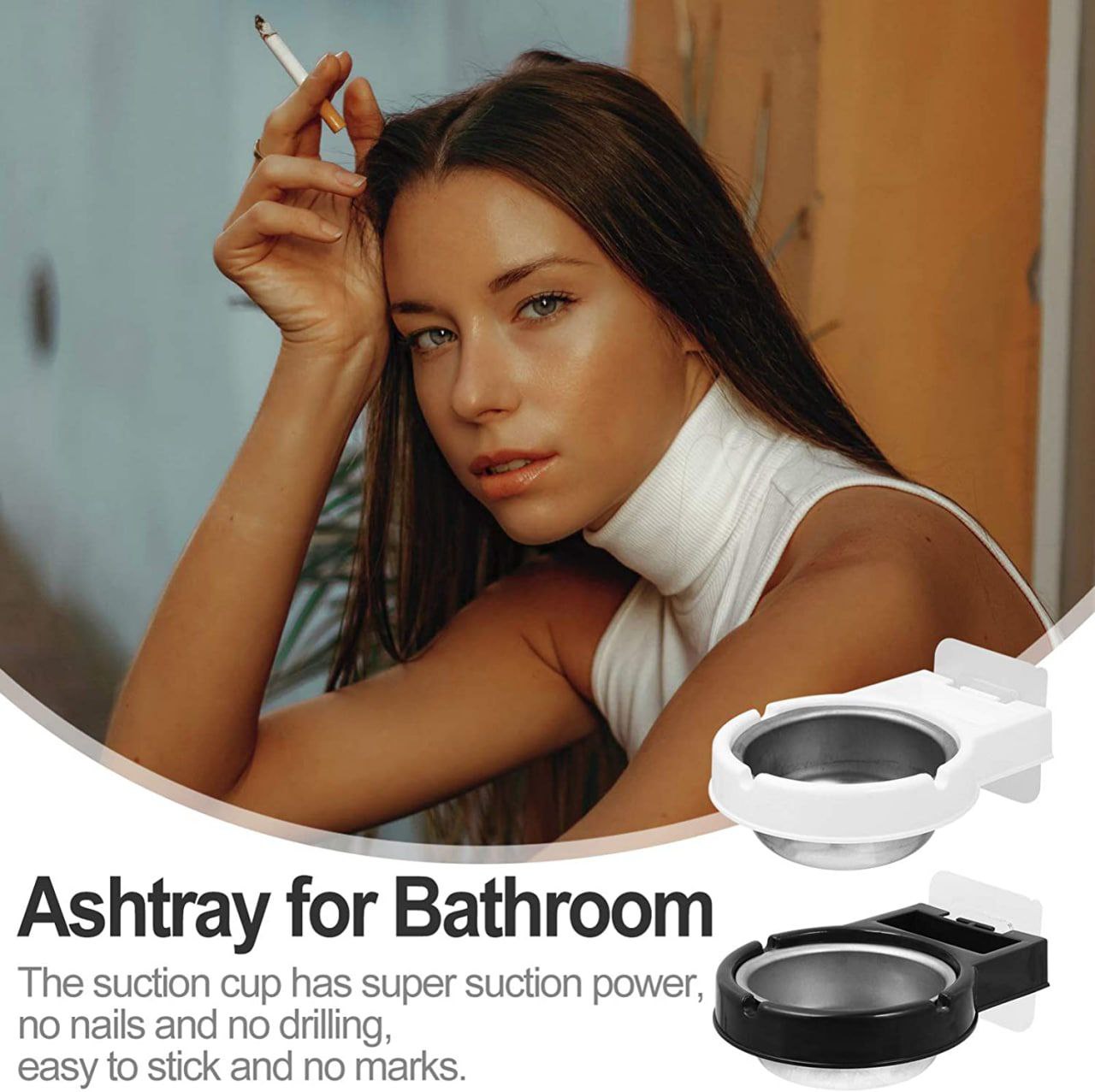 HOTLIST CART Self Adhesive Wall Mounted Ashtray Waterproof Stainless Steel Ashtray Smoking Ashtray