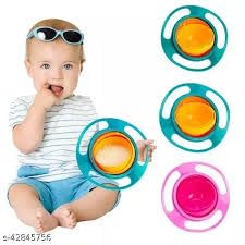 HOTLIST CART No Spill Gyro Bowl For Baby And Kids, 360 Degree Rotation Food Bowl - Multicolor (Pack Of 1) - Polypropylene (Pp), 600 Ml