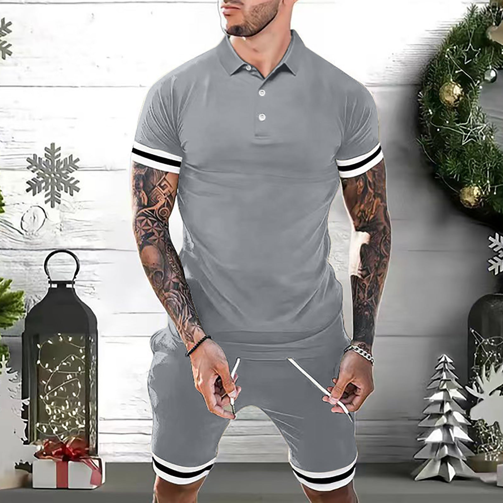 HOTLIST CART Mens Short Sets 2 Piece Outfits Polo Shirt Fashion Summer Tracksuits Casual Set Short Sleeve And Shorts Set For Men