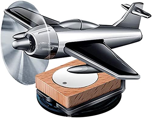 HOTLIST CART Aircraft Model Alloy Solar Energy Rotate Airplane Air Freshner Essential Oil Diffuser Metal Handicraft(Silver) (Compatible with Daewoo Damas)