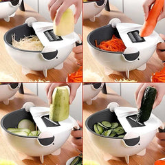 HOTLIST CART Vegetable Cutter- 7 in 1 Multifunction Magic Rotate Vegetable Cutter with Drain Basket Large Capacity