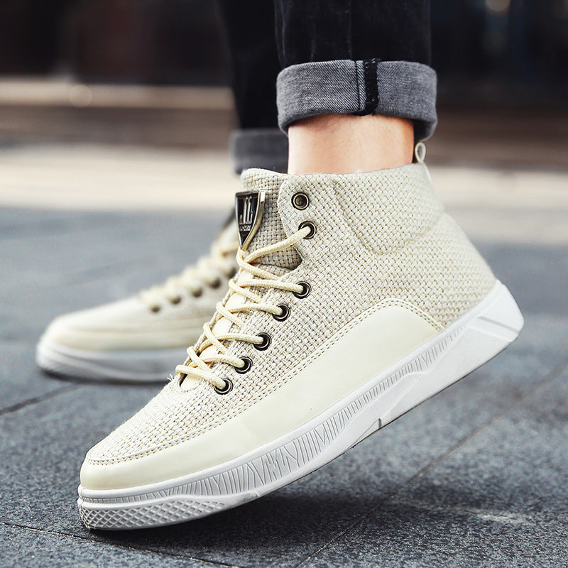 Men's linen high-top shoes men's sports casual shoes