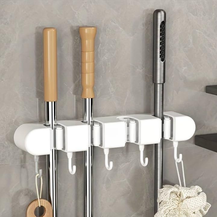 HOTLIST CART  Holder Wall Mounted, mop Holder for Wall, Broom Stick Holder Wall Mounted Stand, Storage Broomstick