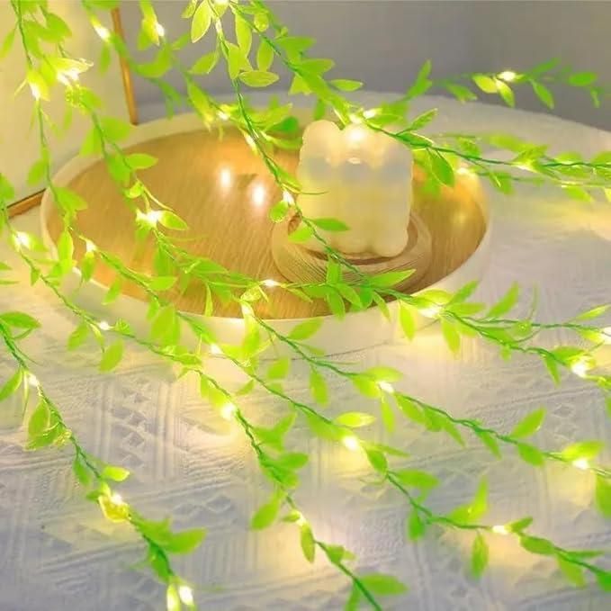 HOTLIST CART Green Leaf Artificial Curtain LED String Light, 200 LEDs, 8 Modes, Remote Control