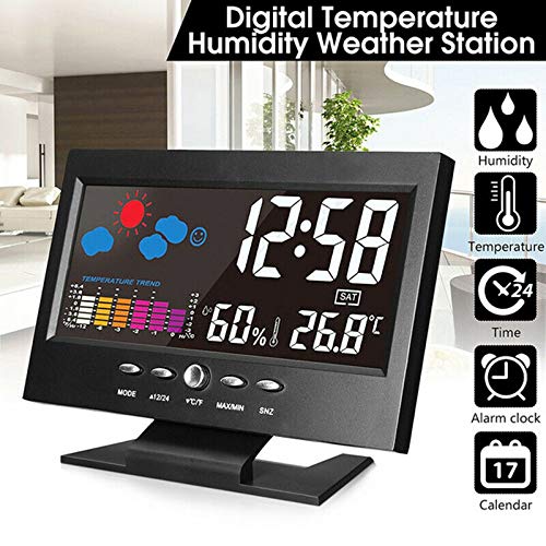 HOTLIST LIST Multifunctional Indoor LCD Digital Temperature Humidity Meter Clock Thermometer Hygrometer Calendar