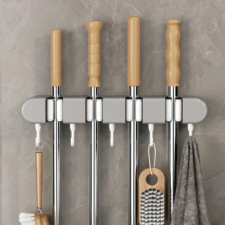 HOTLIST CART  Holder Wall Mounted, mop Holder for Wall, Broom Stick Holder Wall Mounted Stand, Storage Broomstick