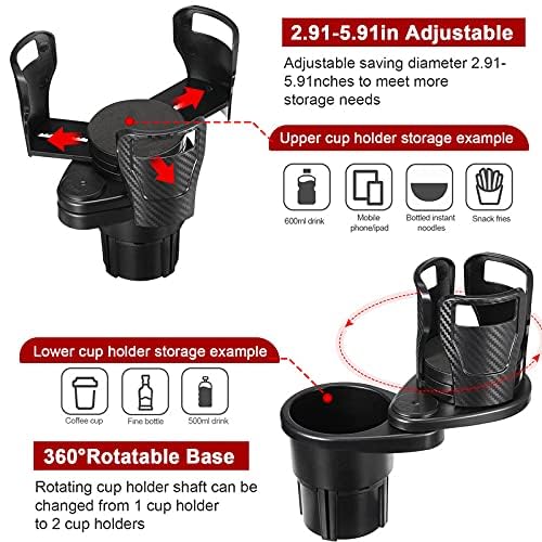 HOTLIST CART CAR CUP HOLDER Multi-Functional Dual Car Cup Holder, 360° Rotating Adjustable Cup Holder