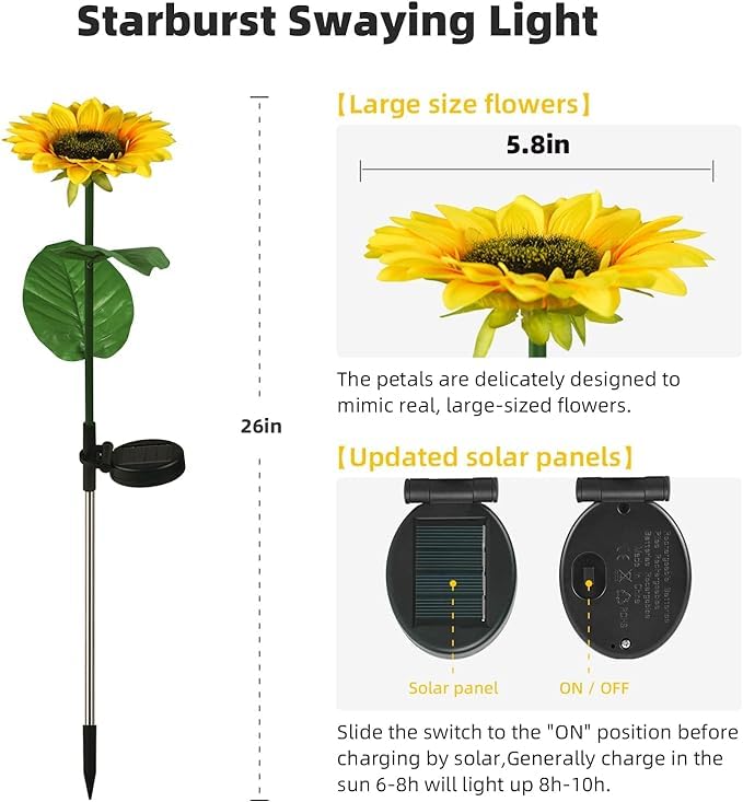 HOTLIS6T CART Sunflower Solar Garden Light