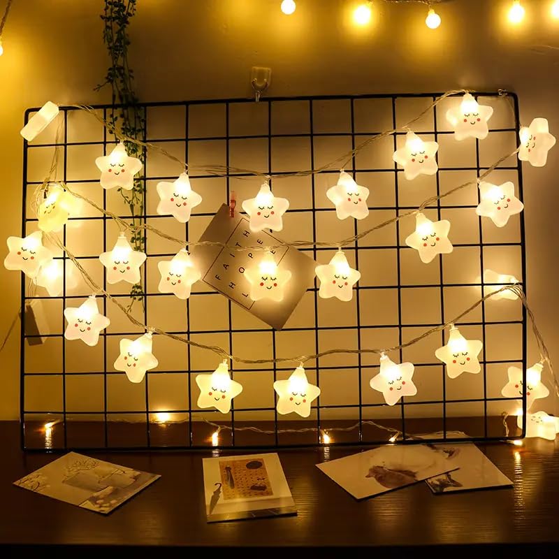 HOTLIST CART Smiling Star Led Serial String Lights - 10 Feet 14 Led Fairy Lights for Home Decoration