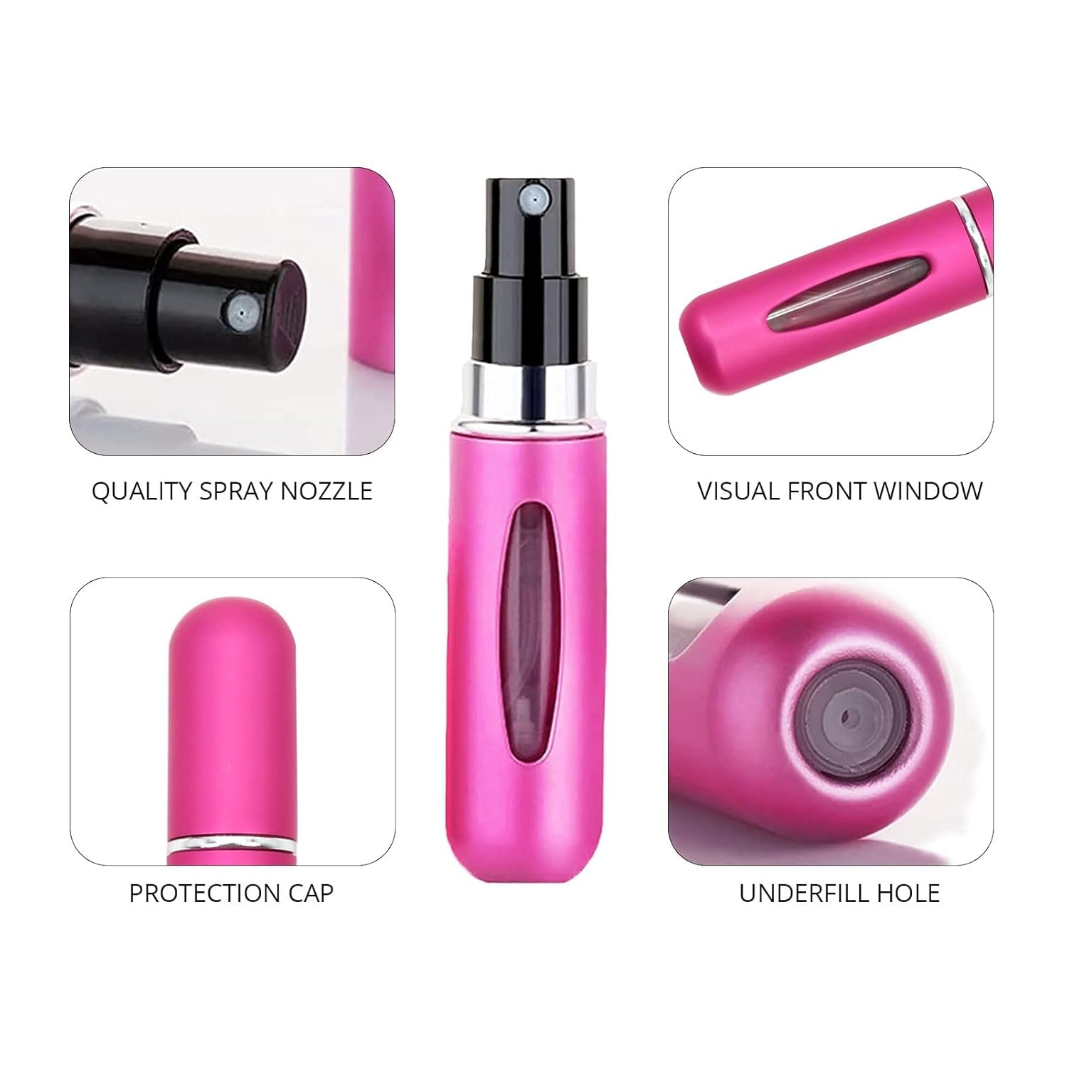 HOTLIST  CART Perfume Bottle Round Head Mini Handy Size Press Perfume Atomiser Refillable Leakproof Spray Travel Portable Self-pump Empty Fragrance Container,5 ml