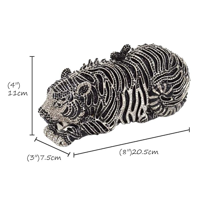 HOTLIST CART Rhinestone Tiger Clutch for Women Formal Party Crystal Evening Bags