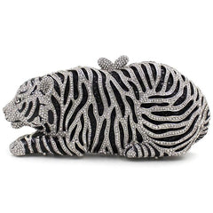 HOTLIST CART Rhinestone Tiger Clutch for Women Formal Party Crystal Evening Bags