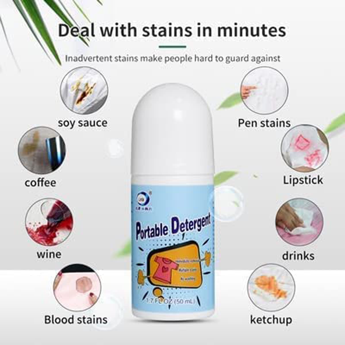 HOTLIST CART White Cotton Clothes Stain Remover Roll Bead Design, Stain Roller-Ball Cleaner, Portable No-Wash Instant Stain Remover Pen for Fabric, Emergency Quick Effectively Remove All Kinds of Stains