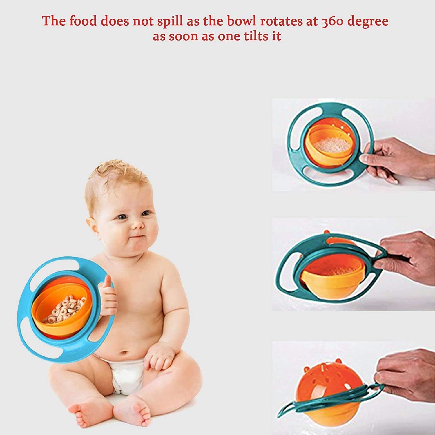 HOTLIST CART No Spill Gyro Bowl For Baby And Kids, 360 Degree Rotation Food Bowl - Multicolor (Pack Of 1) - Polypropylene (Pp), 600 Ml