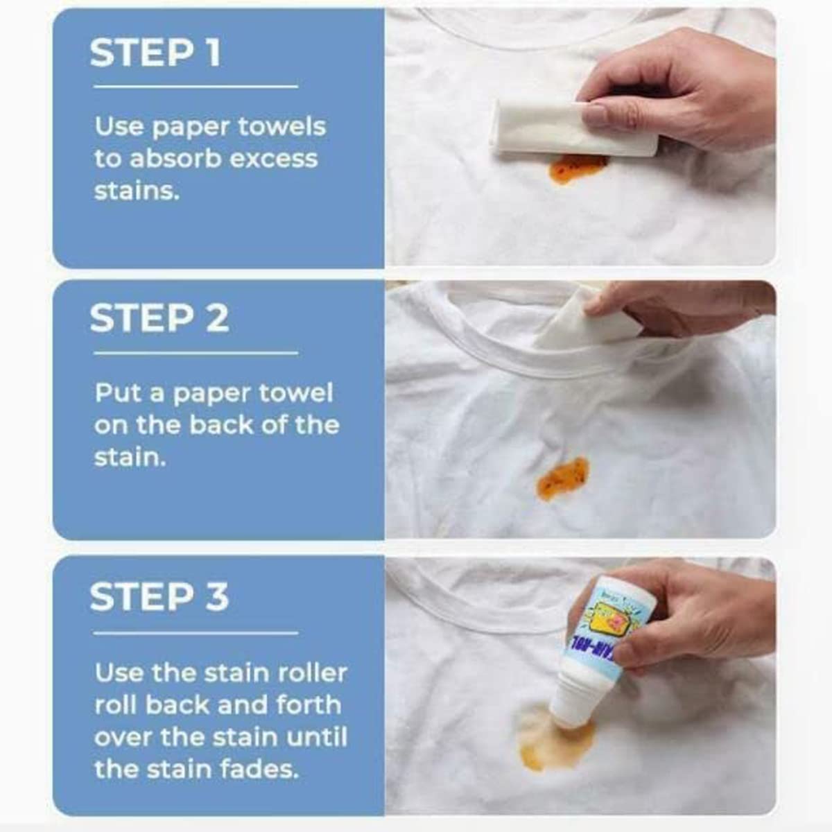 HOTLIST CART White Cotton Clothes Stain Remover Roll Bead Design, Stain Roller-Ball Cleaner, Portable No-Wash Instant Stain Remover Pen for Fabric, Emergency Quick Effectively Remove All Kinds of Stains