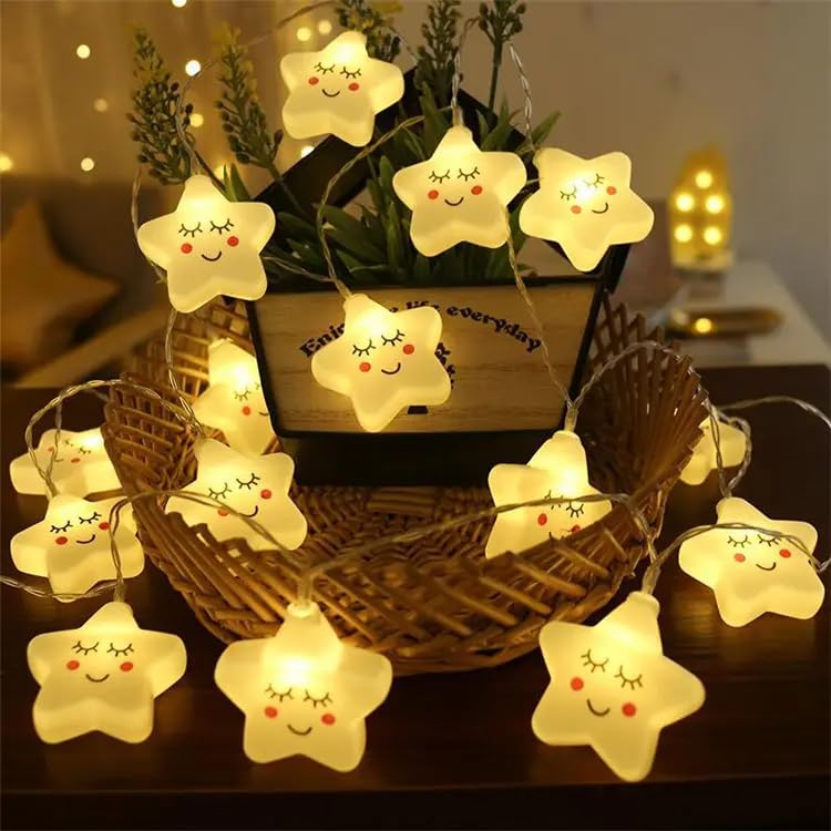 HOTLIST CART Smiling Star Led Serial String Lights - 10 Feet 14 Led Fairy Lights for Home Decoration