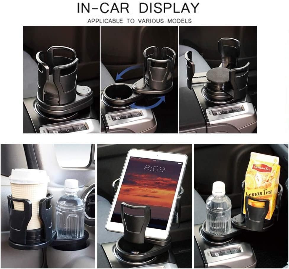 HOTLIST CART CAR CUP HOLDER Multi-Functional Dual Car Cup Holder, 360° Rotating Adjustable Cup Holder