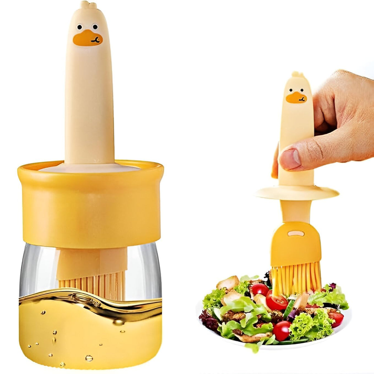 HOTLIST CART Silicone Brush and high Temperature Resistant Oil Bottle, 2 in 1 Oil Dispenser Bottle with Silicone Basting Brush for Cooking