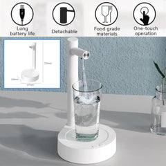 HOTLIST CART Drinking Water Dispenser Pump with Tray, Automatic Quantitative Water Pump for 1-5 Gallon Bottle Water Jugs, USB Charging, Portable for Home Kitchen, Outdoor Camping (White)