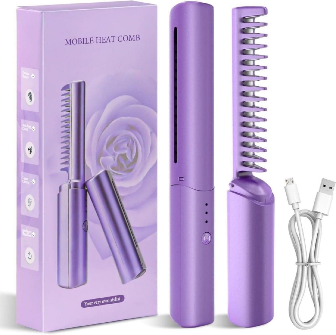 HOTLIST CART  Portable Mini Hair Straightener Cordless Rechargeable Mini Adjustable Hair Straightener Hot Comb