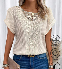 LUXE CHIC Summer Hollow Out Short-sleeved T-shirt Women's Clothing
