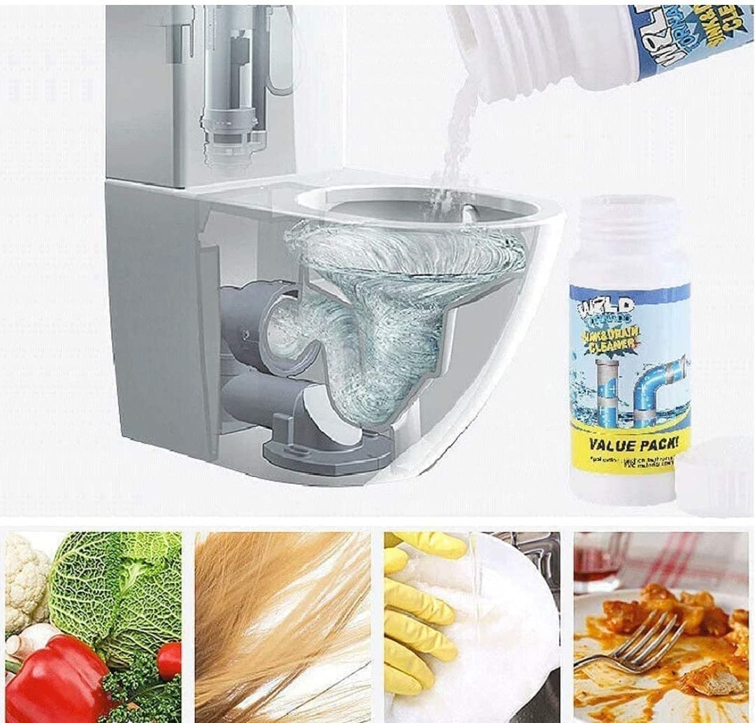 HOTLIST CART Sink & Drain Cleaner Powder | Powerful & Clog Remover Sink Cleaning Powder | Automatic Toilet Blockage Cleaner, Removes Clogs, Blockage in Washbasin, Septic Tank, Sinks, Pipes