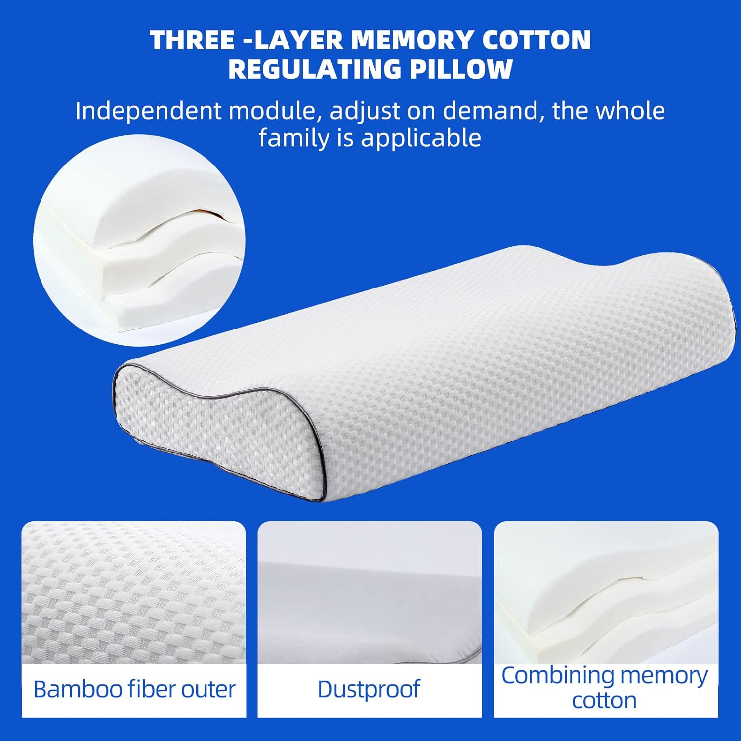 HOTLIST CART  Adjustable Large Size Memory Foam Pillows，for Firm Neck Support