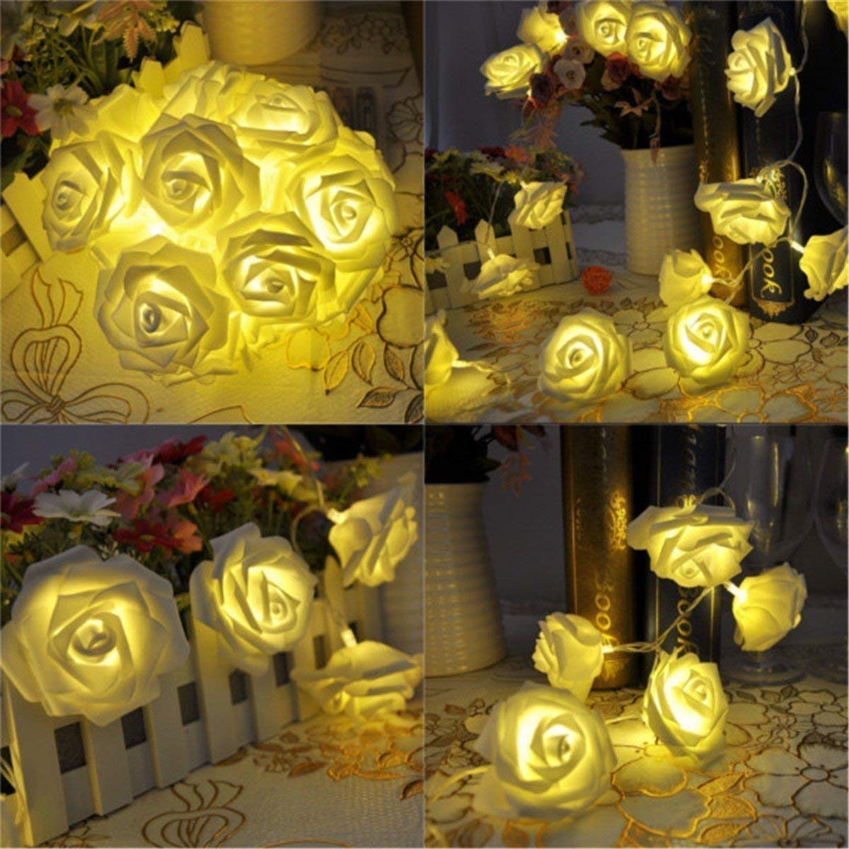 HOTLIST CART Rose String Lights for A Magical and Romantic Atmosphere Delicate Rose-Shaped LED Bulbs Create A Whimsical and Enchanting Ambiance for Indore Outdoor