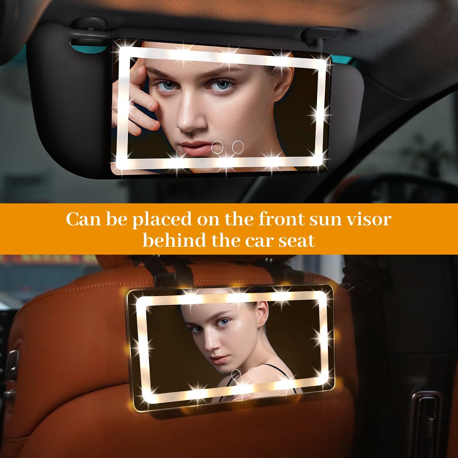 Car Visor Vanity Mirror with Lights, Rechargeable 3 Light Mode Sunshade Built-in Lithium Battery Suitable for All Cars