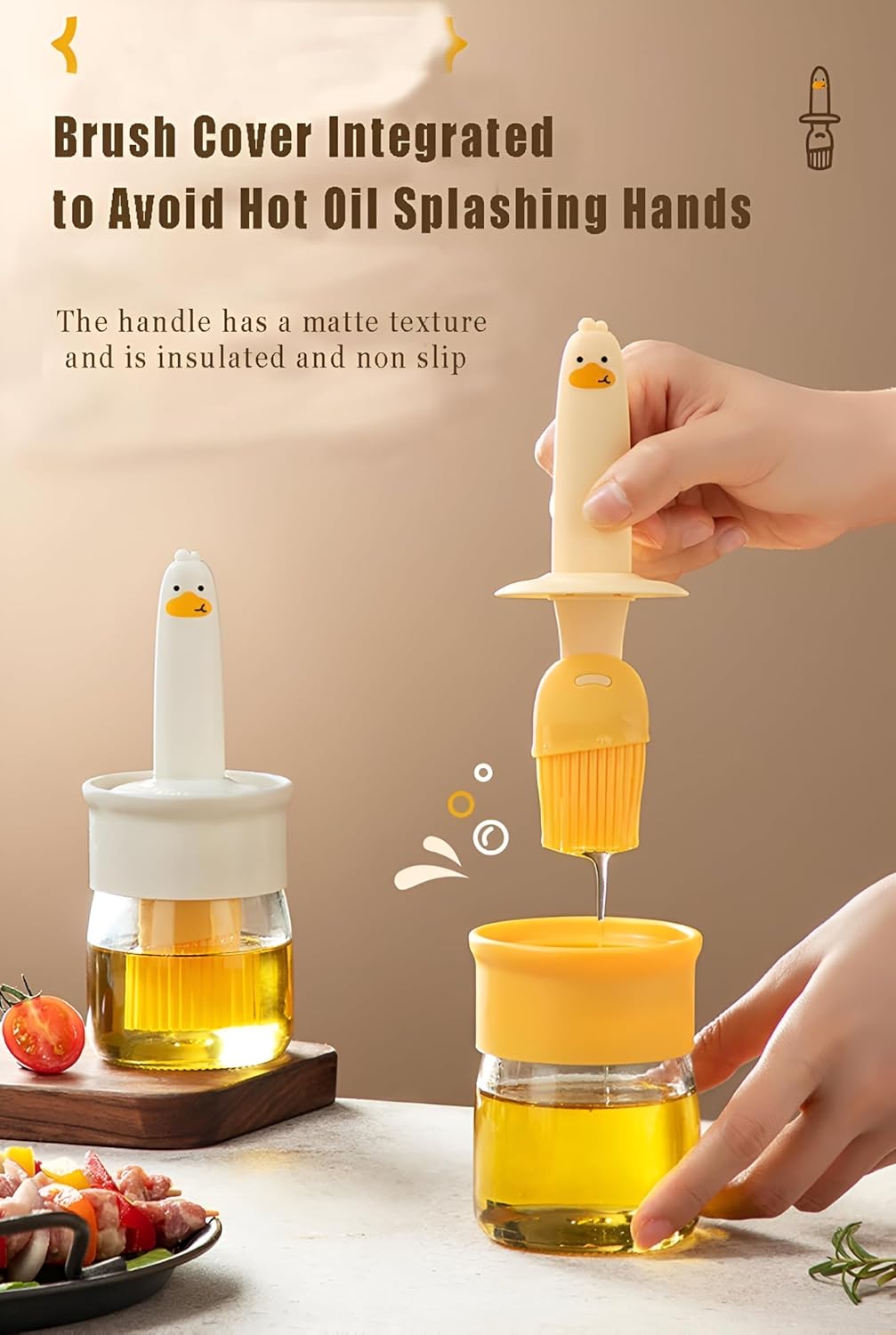 HOTLIST CART Silicone Brush and high Temperature Resistant Oil Bottle, 2 in 1 Oil Dispenser Bottle with Silicone Basting Brush for Cooking