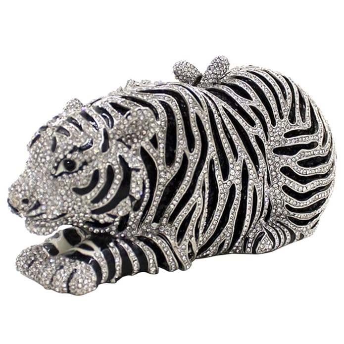 HOTLIST CART Rhinestone Tiger Clutch for Women Formal Party Crystal Evening Bags