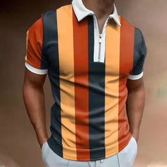 HOTLIST CART Men's POLO Shirt Striped Printed Short Sleeve T-Shirt Lapel Shirt