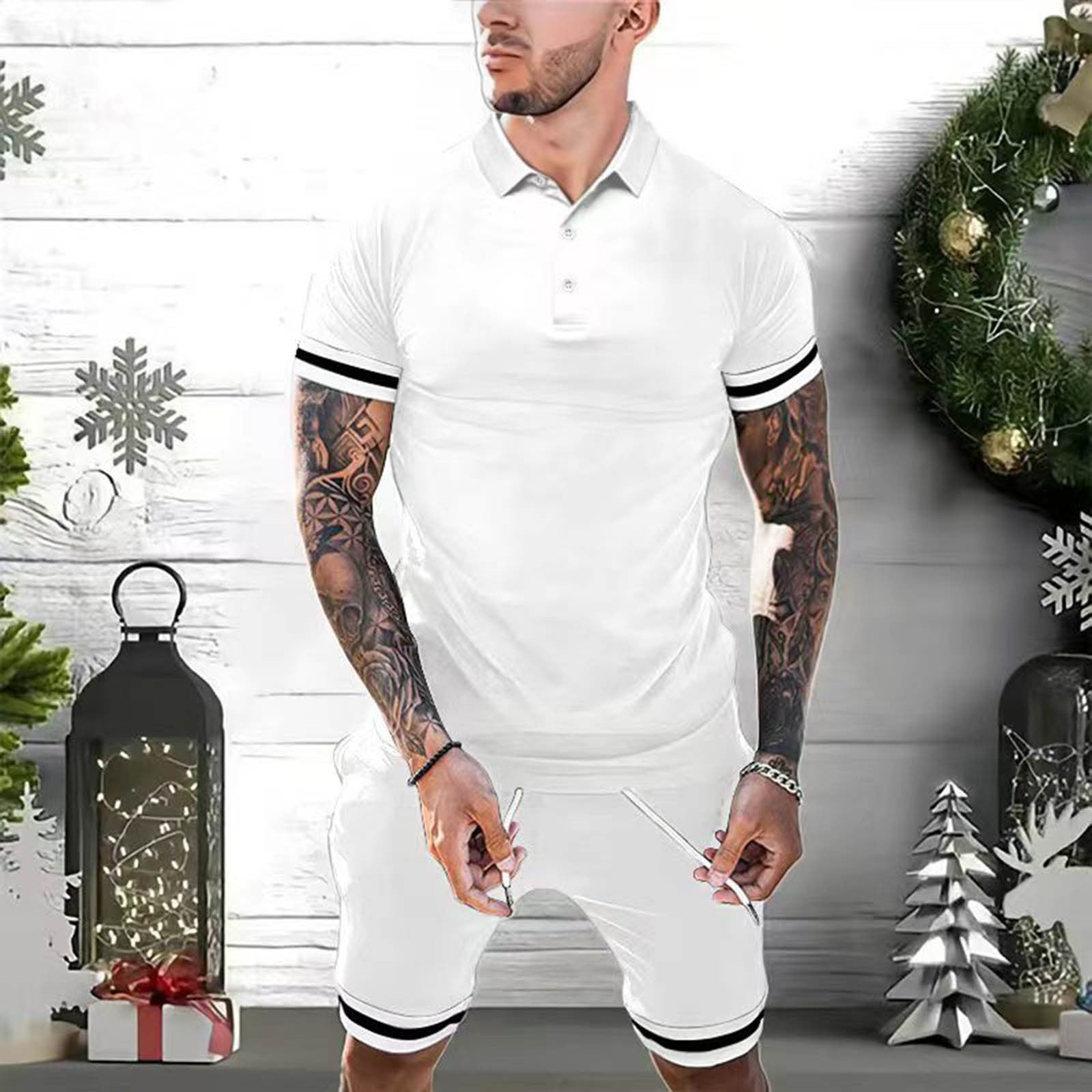 HOTLIST CART Mens Short Sets 2 Piece Outfits Polo Shirt Fashion Summer Tracksuits Casual Set Short Sleeve And Shorts Set For Men