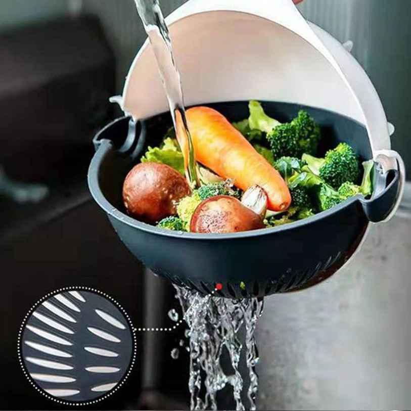 HOTLIST CART Vegetable Cutter- 7 in 1 Multifunction Magic Rotate Vegetable Cutter with Drain Basket Large Capacity