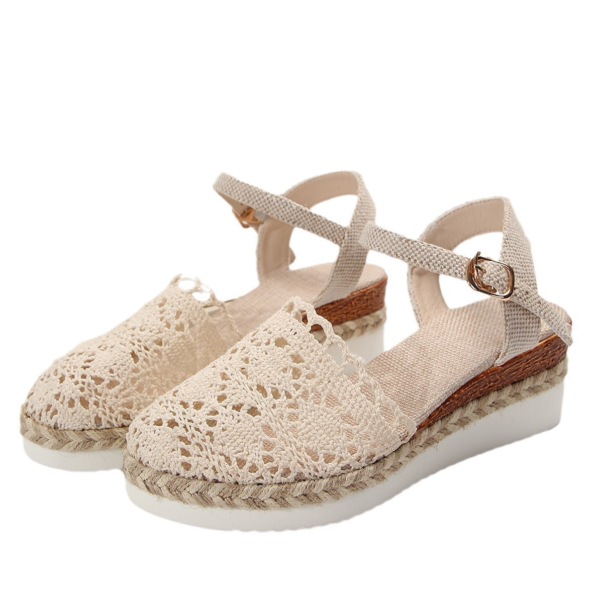 Woven Hollowed Women's Buckle Sandals