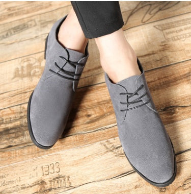 HOTLIST CART Winter, suede, low-cut men's shoes, business sanding, top layer, leather, breathable and velvet leather shoes, England