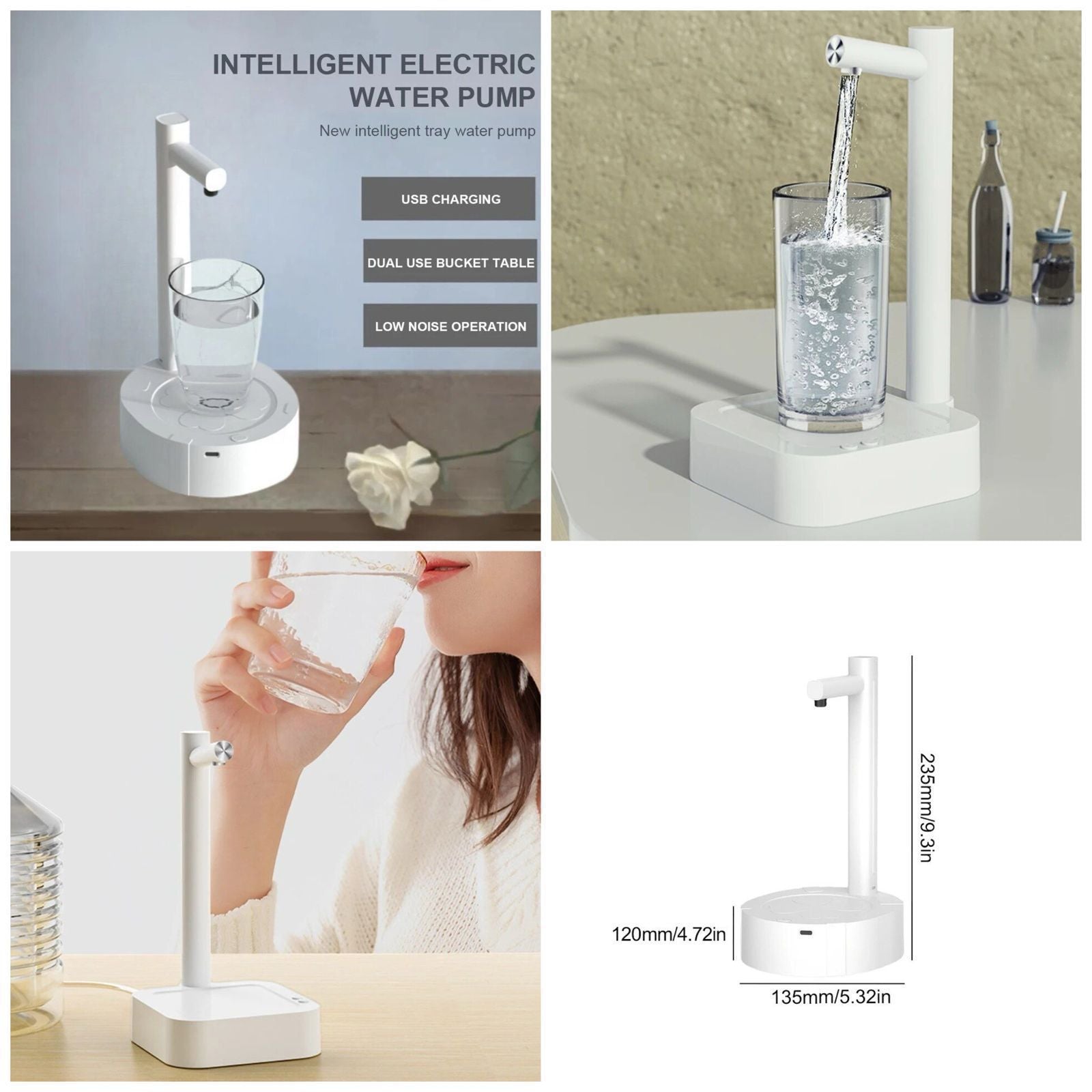 HOTLIST CART Desk Dispenser Electric Water Gallon Automatic Water Bottle Dispenser Rechargeable Water Dispenser