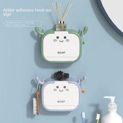 HOTLIST CART Flip-Top Cartoon Shape Bathroom Laundery  Antler Hook Wall Soap Storage Box