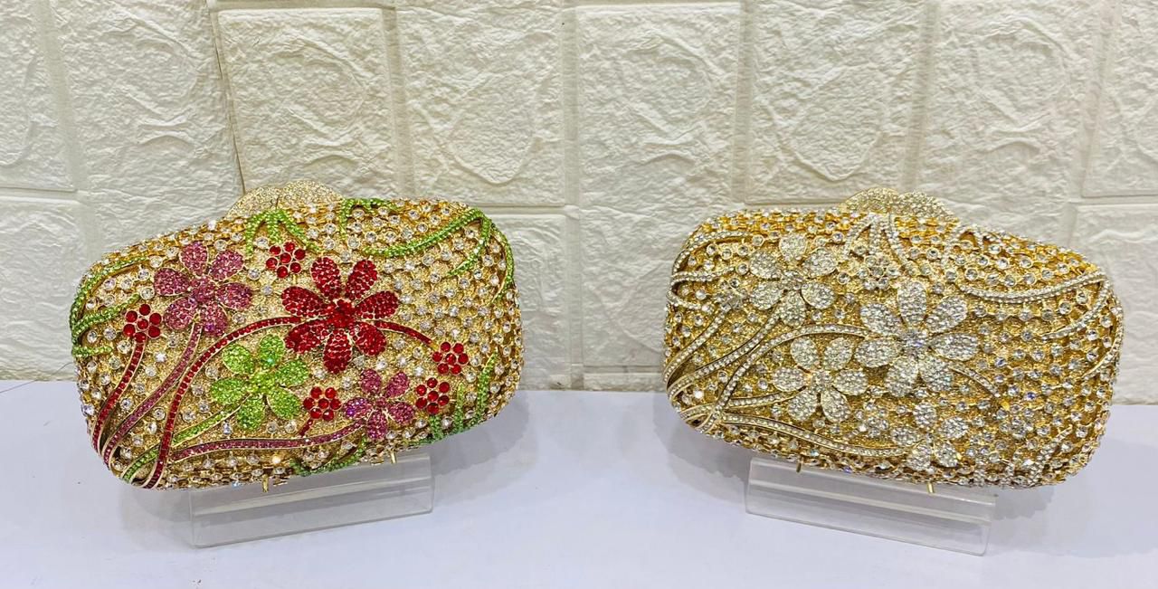 HOTLIST CART Gold & Silver Evening Rhinestone Clutches