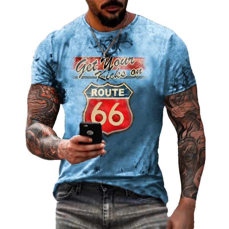 HOTLIST CART Round Neck Digital Print Slim Pullover Men's T-shirt