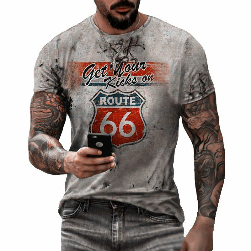 HOTLIST CART Round Neck Digital Print Slim Pullover Men's T-shirt