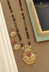 LUXE CHIC Antique Rajwadi Long Mangalsutra set with Beautiful Earrings