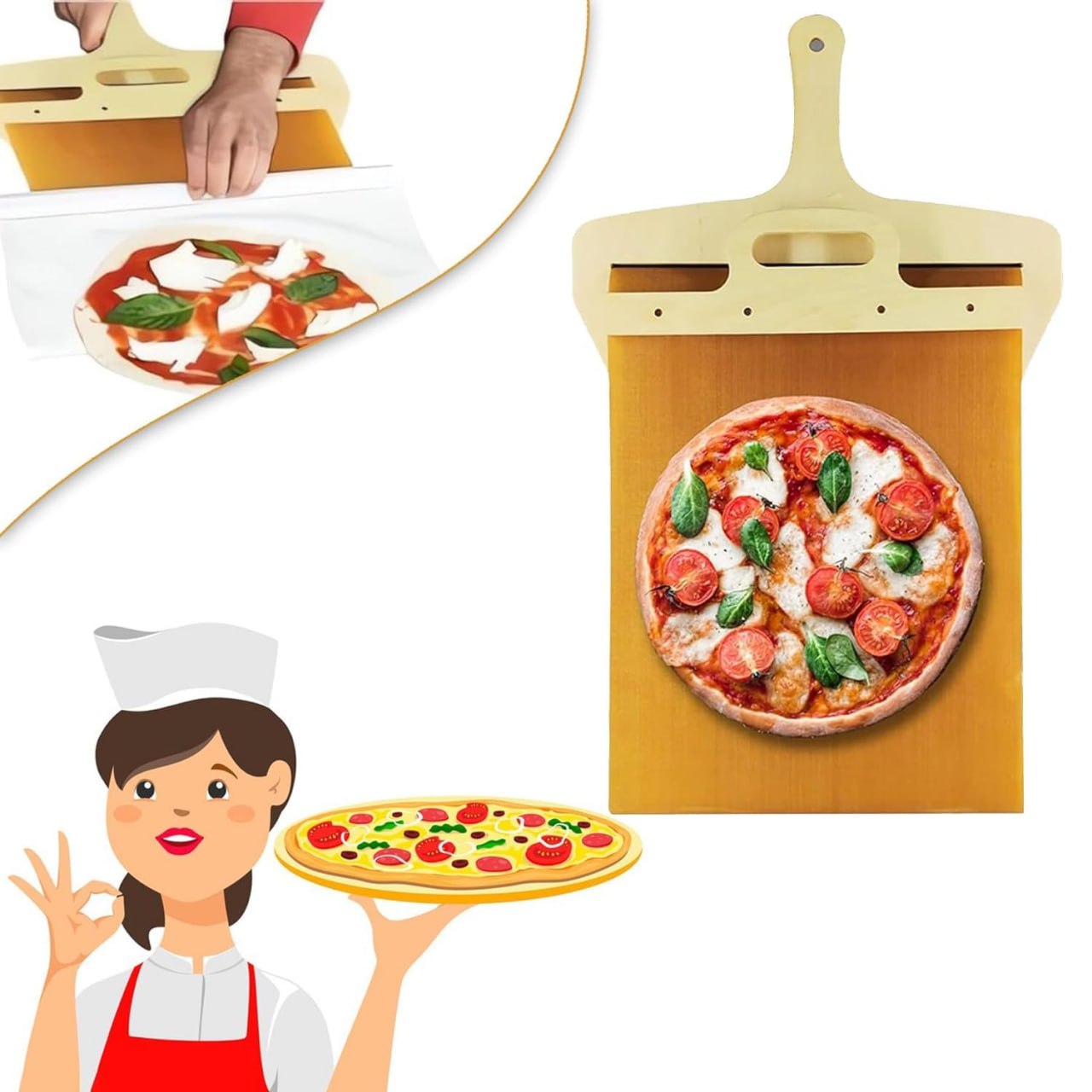 HOTLIST CART Sliding Pizza Peel, Pizza Paddle With Handle - Sliding Pizza Shovel Slide