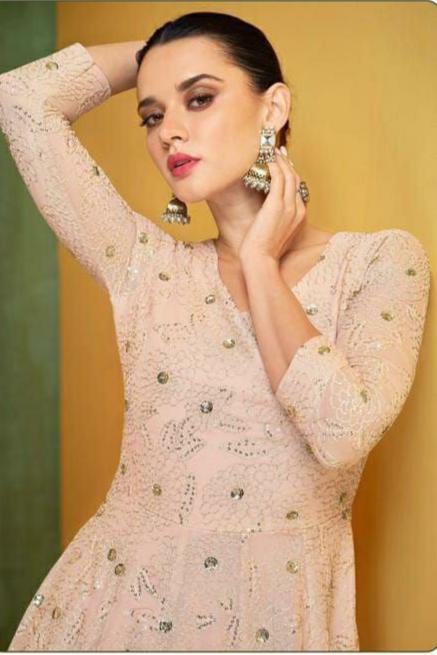 LUXE CHIC Heavy Foux Georgette gowm with duppata