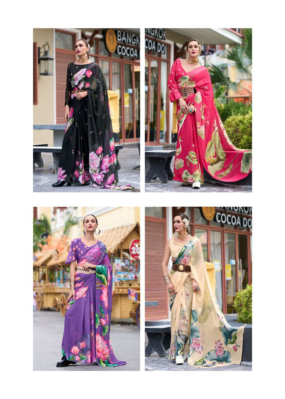 LUXE CHIC Pure Georgette Saree