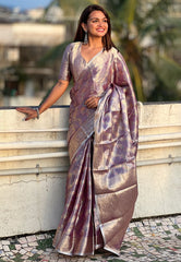 LUXE CHIC Kanjivaram Soft Tissue Pattu Traditional Saree